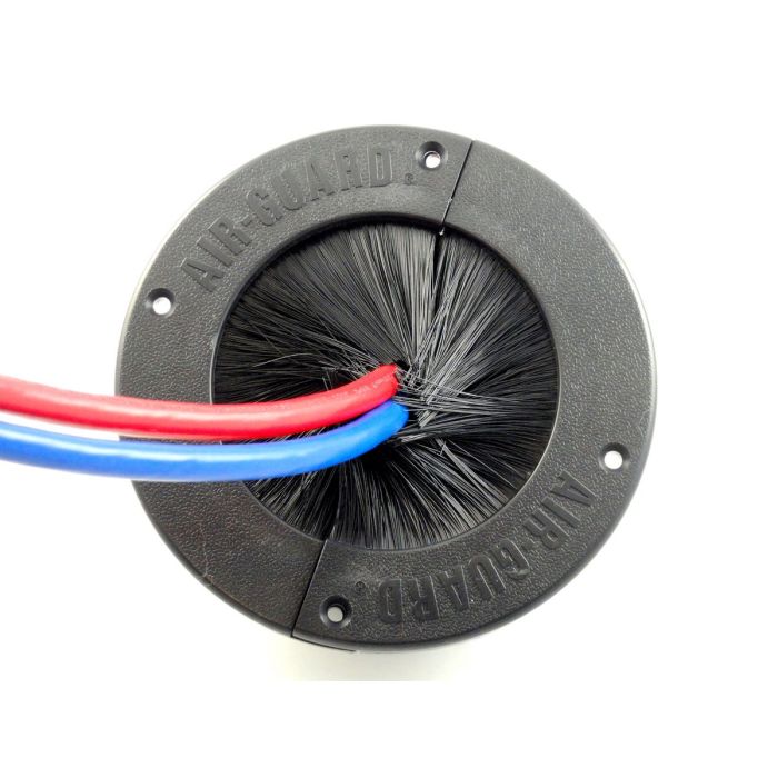 AirGuard 5 inch grommet with wires in an access floor panel