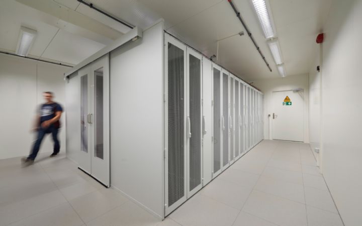 Row of Rittal enclosures in a secure server room